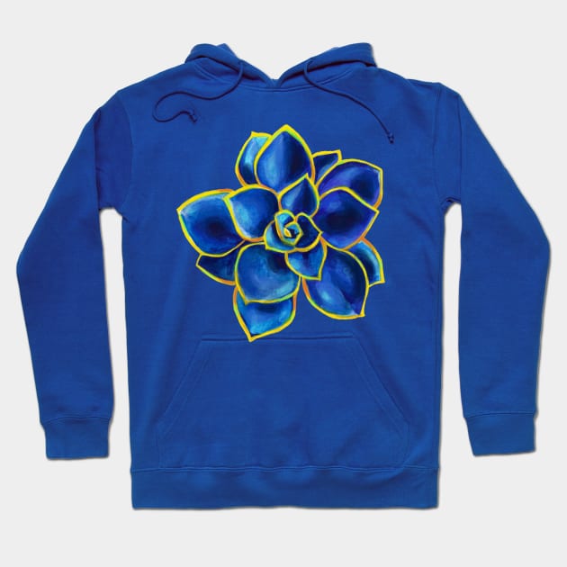 Blue Succulent Hoodie by artbysavi